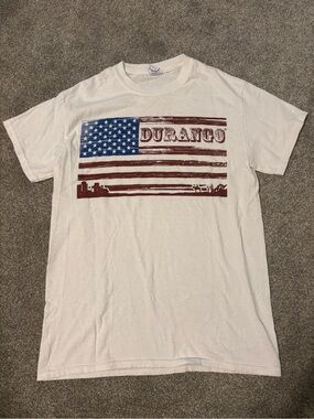 Durango White Tee with American Flag Graphic